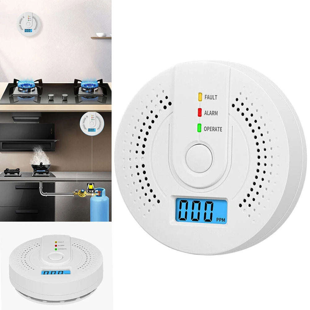 Digital Carbon Monoxide Detector – Battery Powered CO Alarm with LCD Display & Sound Warning for Home Safety