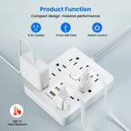 9-Outlet Surge Protector Power Strip – 3 USB Fast Charging Ports & 5ft Extension Cord for Home & Office
