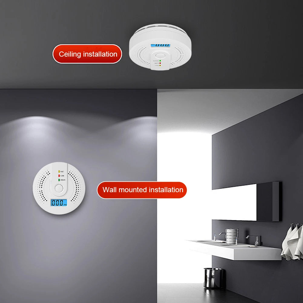 Digital Carbon Monoxide Detector – Battery Powered CO Alarm with LCD Display & Sound Warning for Home Safety