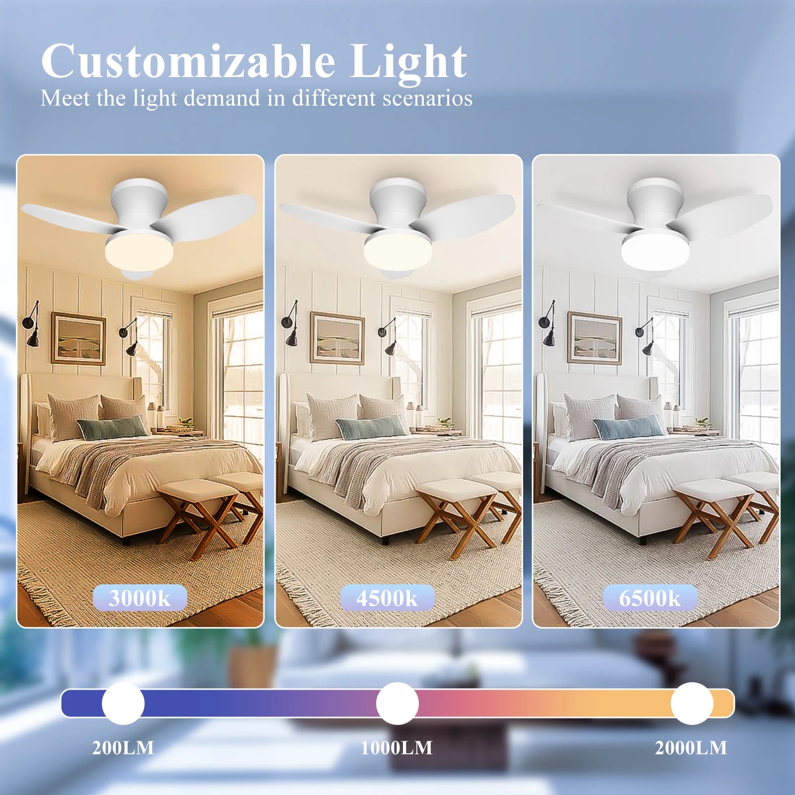 Smart Ceiling Fan with Light – 6-Speed Reversible Quiet Fan with Dimmable LED & Remote Control for Bedroom