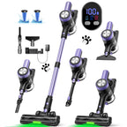 Cordless Vacuum Cleaner 500W 55KPa – Self-Standing Stick Vacuum with LED Display, 60 Min Runtime, Anti-Tangle Brush for Pet Hair & Carpet Cleaning