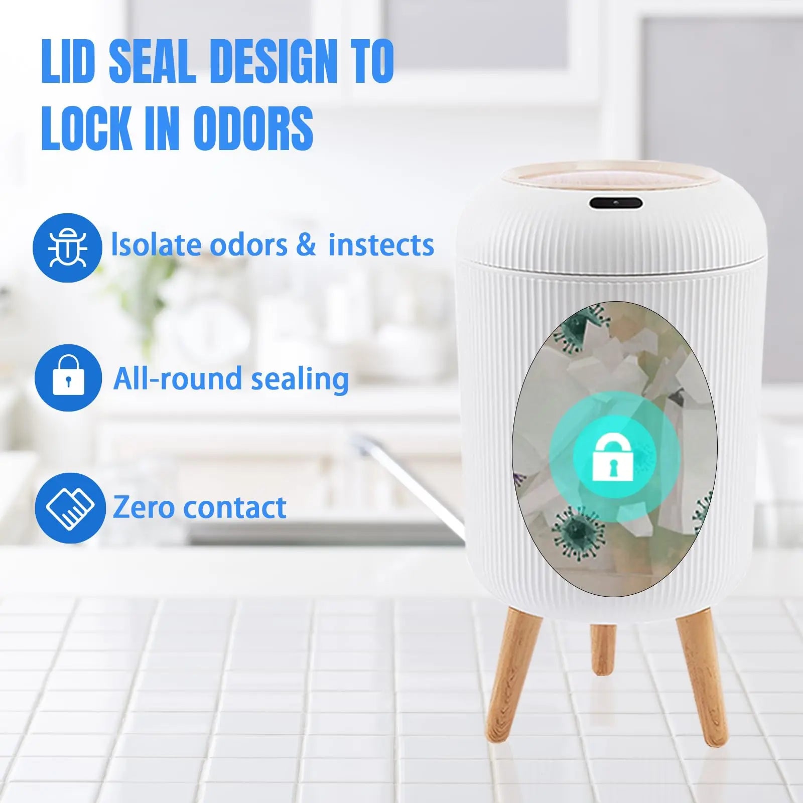 Modern Touchless Smart Trash Can – 10L Automatic Motion Sensor Waste Bin for Bathroom, Bedroom, and Home Office