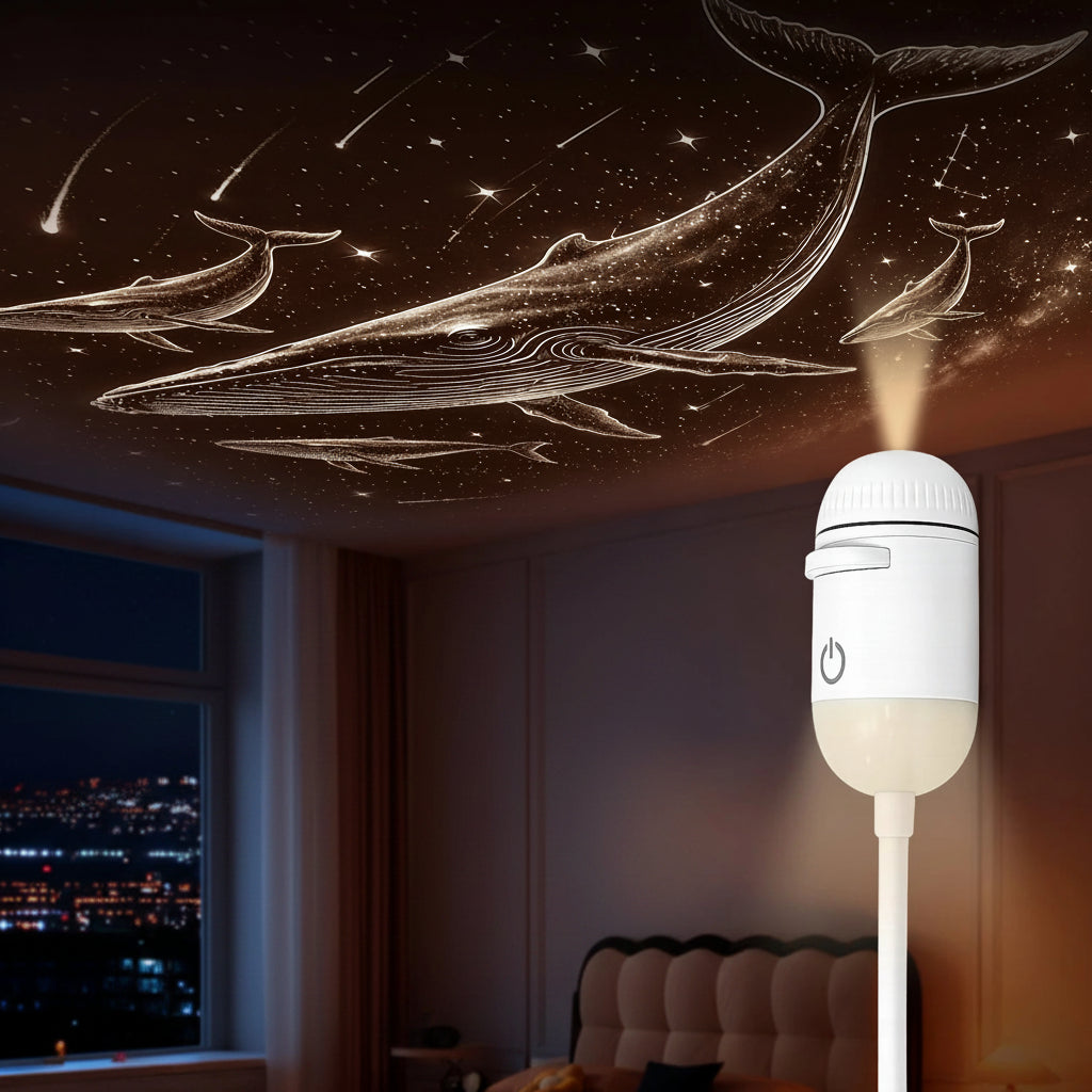 Starry sky projector and warm night light with dual-mode functionality.