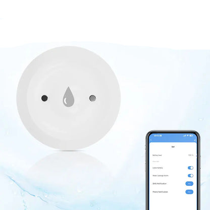 Tuya Smart Life app showing instant water leak alert notification on phone
