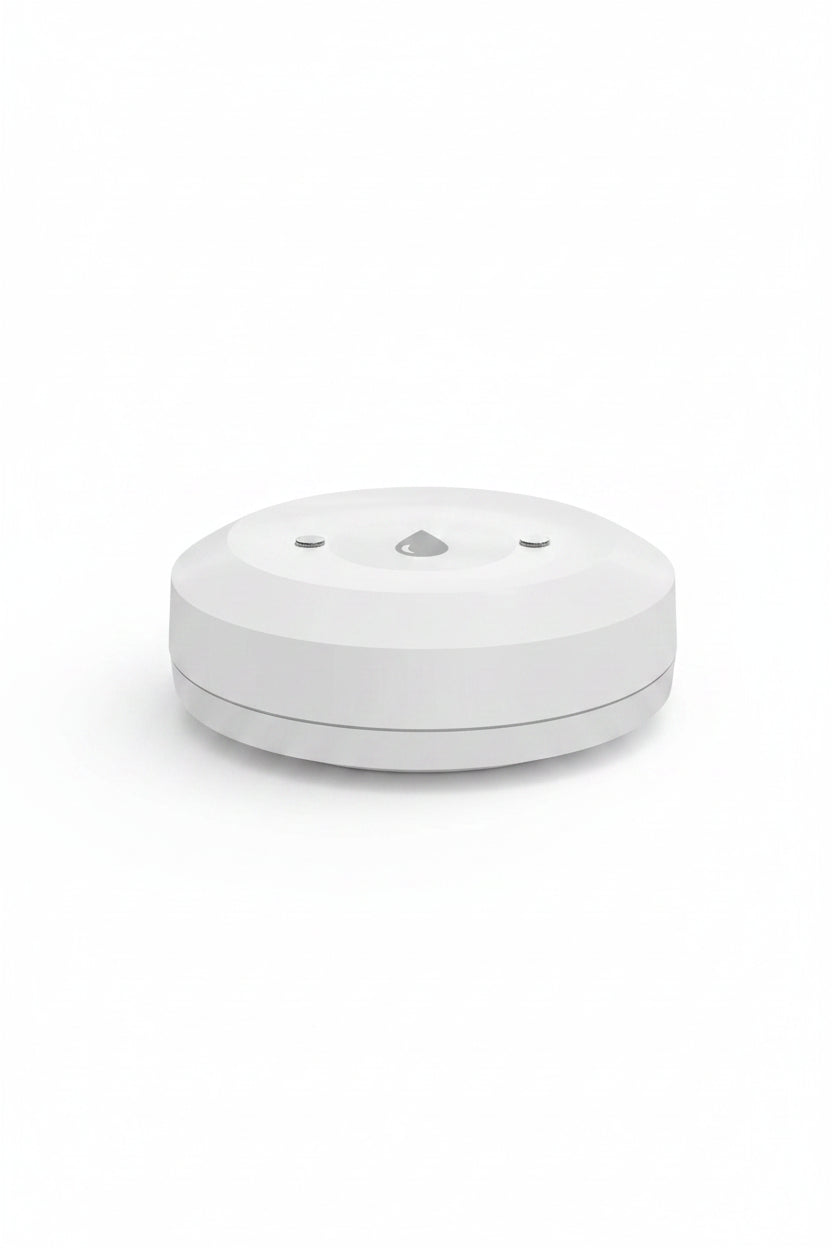 White round device with product specifications listed below on a white background