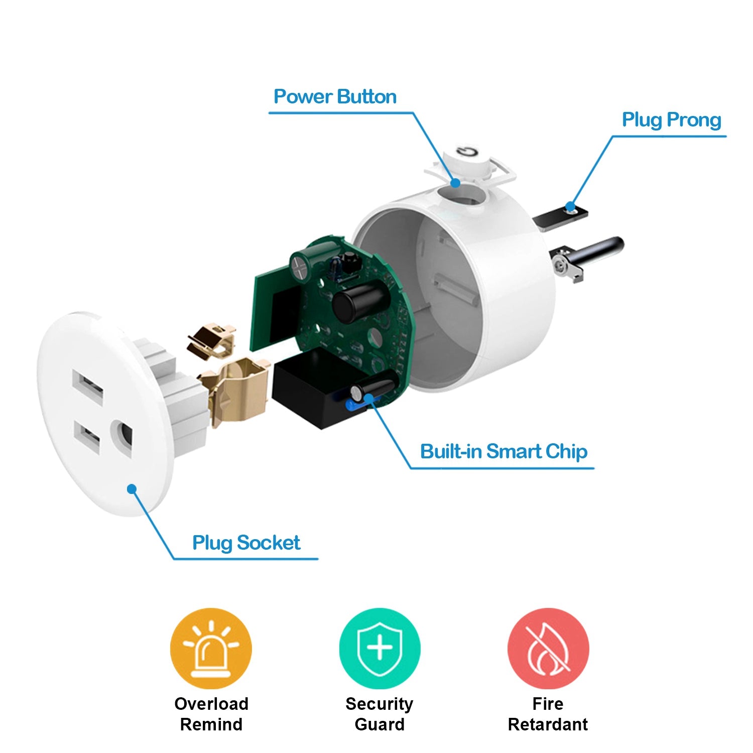 WiFi smart plug white compact design with LED indicator showing power status
