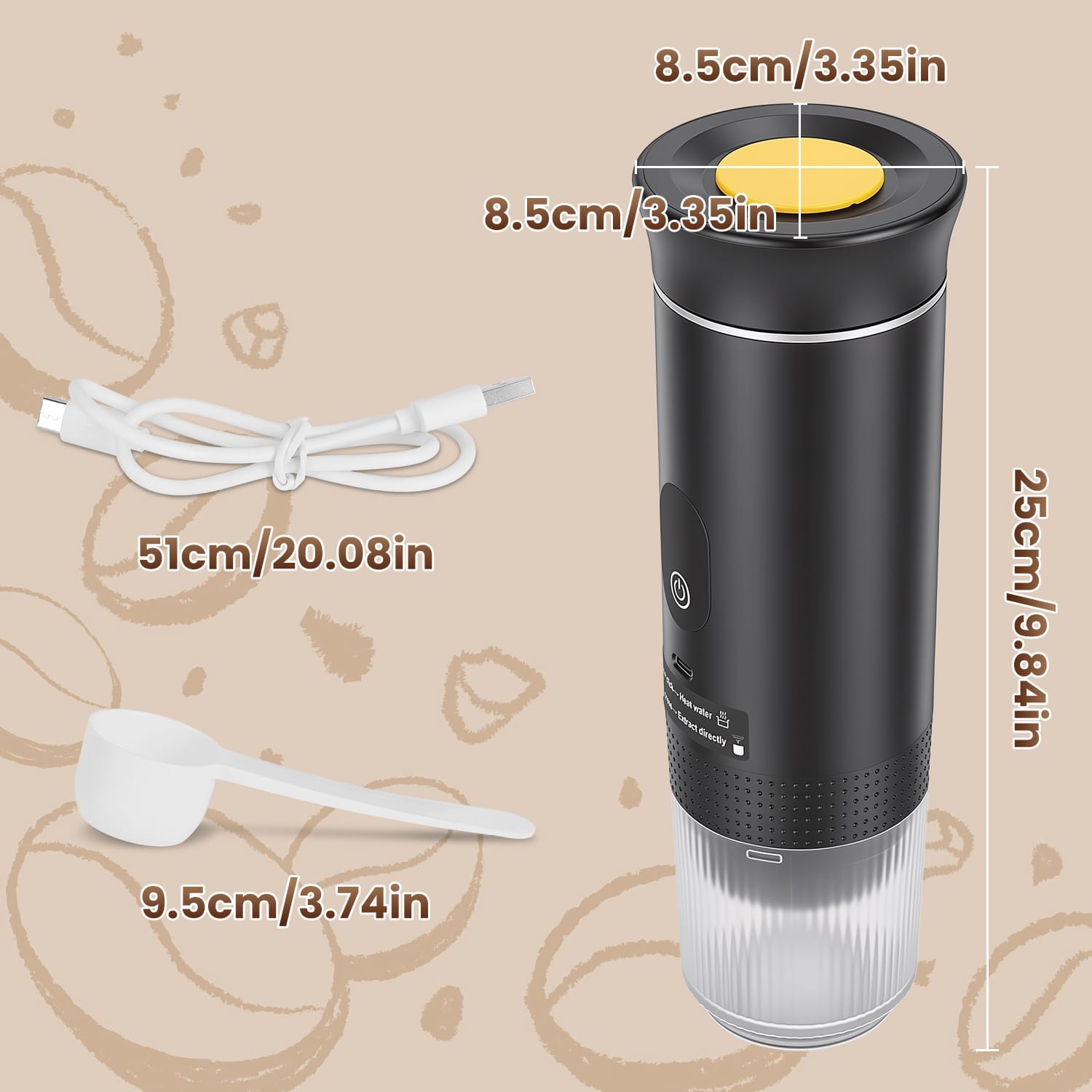 Jazl™ 3-in-1 Ultimate Portable Espresso Machine - Self-Heating & Cordless