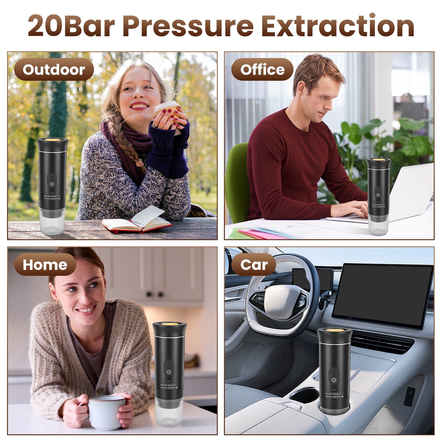 Jazl™ 3-in-1 Ultimate Portable Espresso Machine - Self-Heating & Cordless