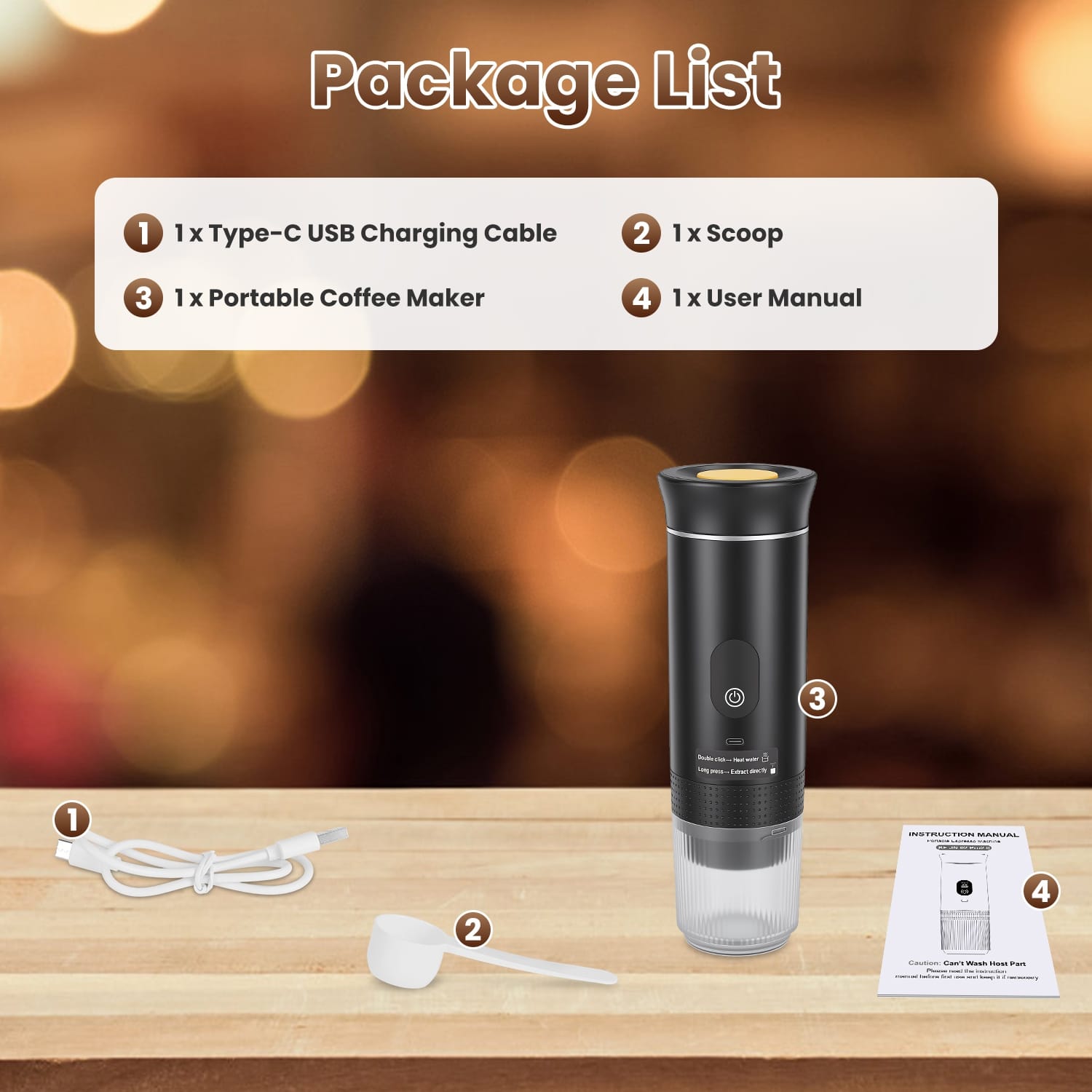 Jazl™ 3-in-1 Ultimate Portable Espresso Machine - Self-Heating & Cordless