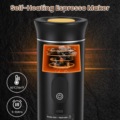Portable espresso machine 20 bar self heating brewing rich crema espresso outdoors